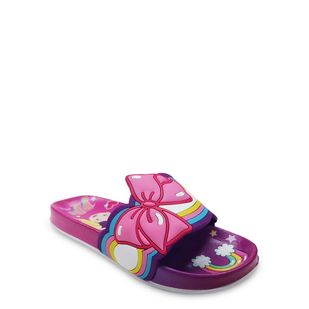 Walmart Brand Girls Flip Flops With Pink Sparkle Bow Size 2-3 Beach Wear NEW